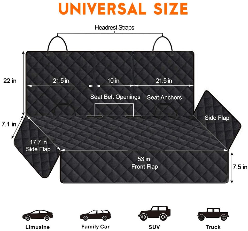 Waterproof Dog Car Seat Cover – Back Seat Protector for Cars, SUVs & Trucks with Armrest Access