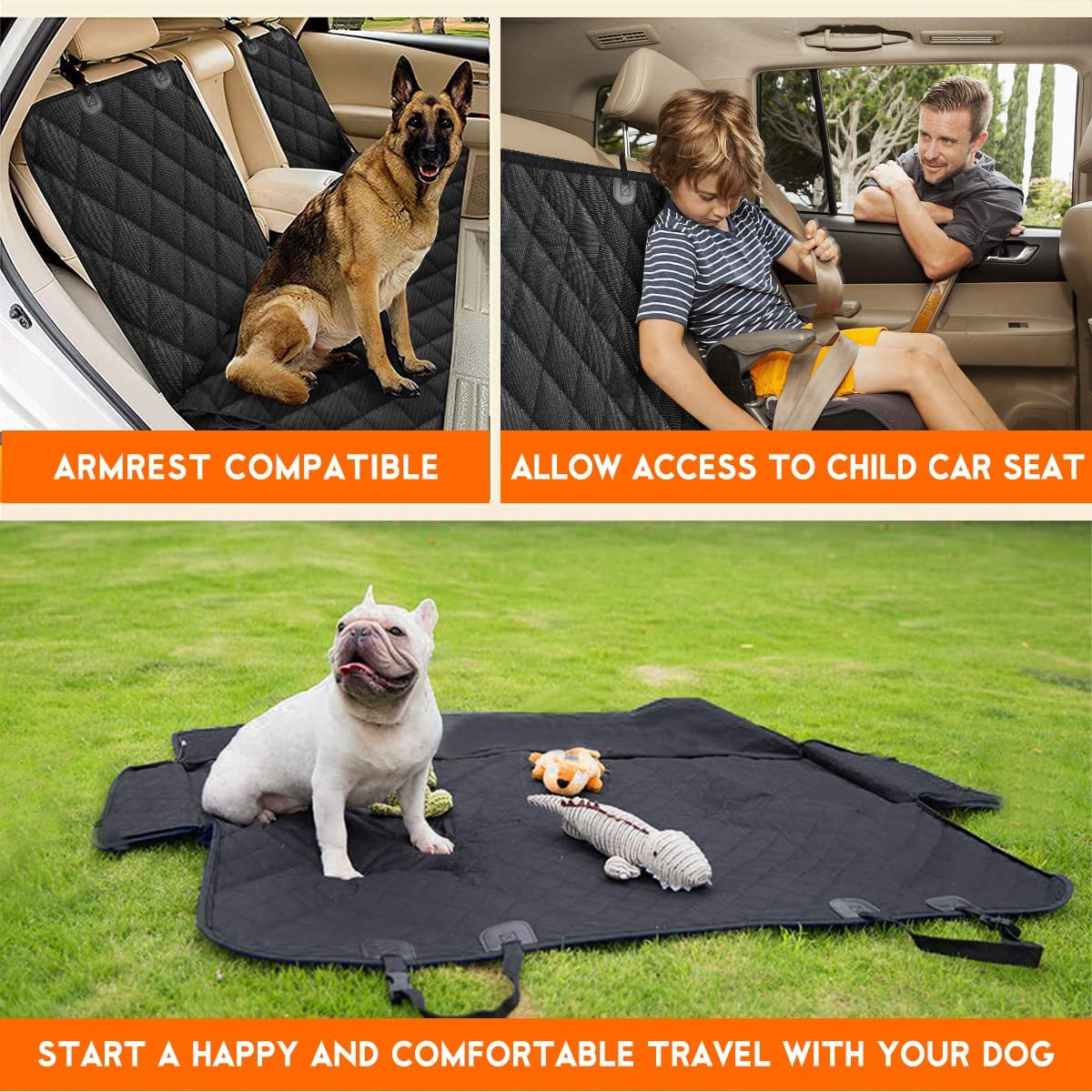 Waterproof Dog Car Seat Cover – Back Seat Protector for Cars, SUVs & Trucks with Armrest Access