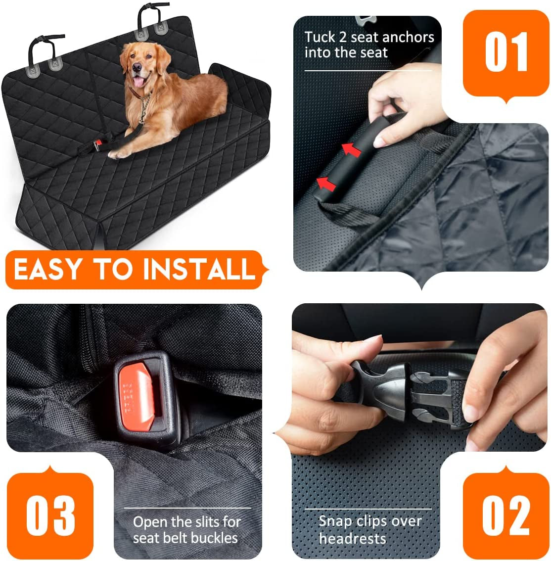 Waterproof Dog Car Seat Cover – Back Seat Protector for Cars, SUVs & Trucks with Armrest Access