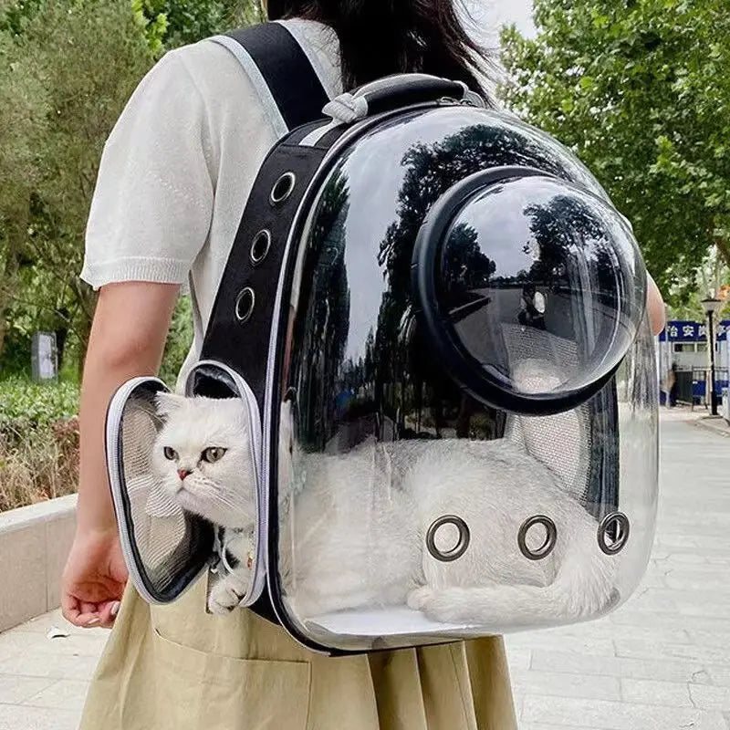Transparent Pet Carrier Backpack – Breathable Space Capsule Backpack for Cats & Small Dogs